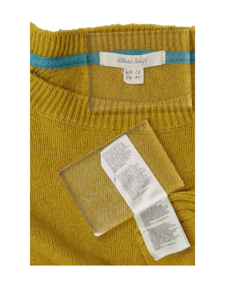 WHITE STUFF Womens Boat Neck Jumper Sweater UK 12 Medium  Yellow Nylon Vintage White Stuff and Second-Hand White Stuff from Messina Hembry 