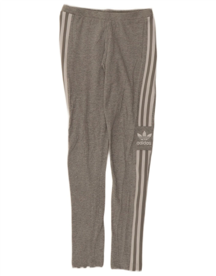 Leggings grafici da donna Adidas UK 8 piccolo cotone grigio