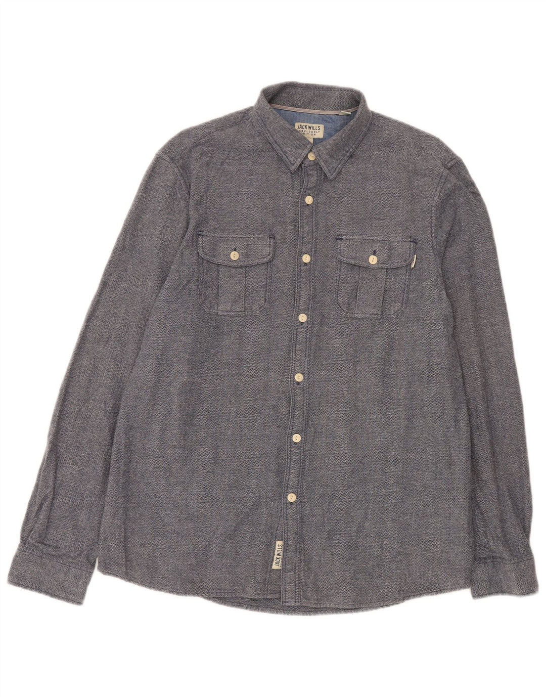 Camicia da uomo Jack Wills grande in cotone a spina di pesce blu