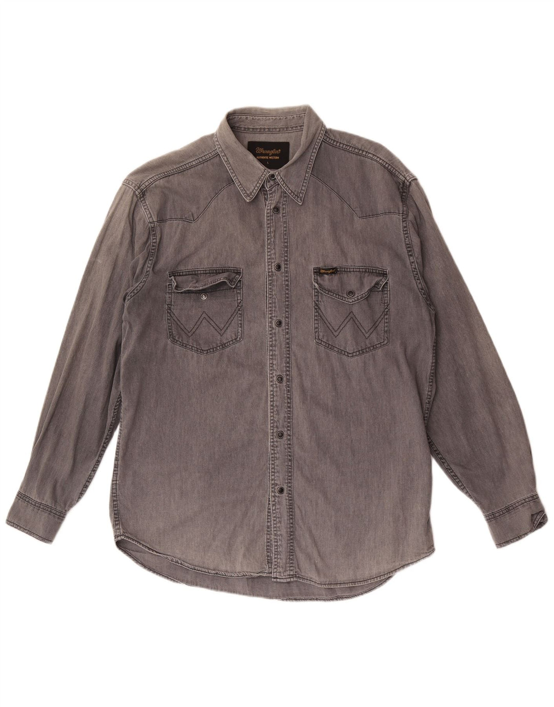 Camicia di jeans da uomo Wrangler grande in cotone grigio