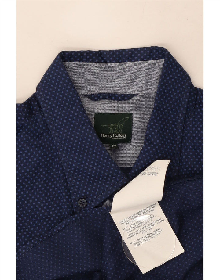 Camicia da uomo HENRY COTTONS taglia 39 cotone maculato medio blu navy