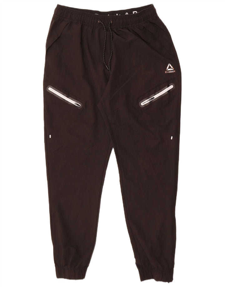 REEBOK Mens Cargo Tracksuit Trousers Joggers Large  Black Polyester