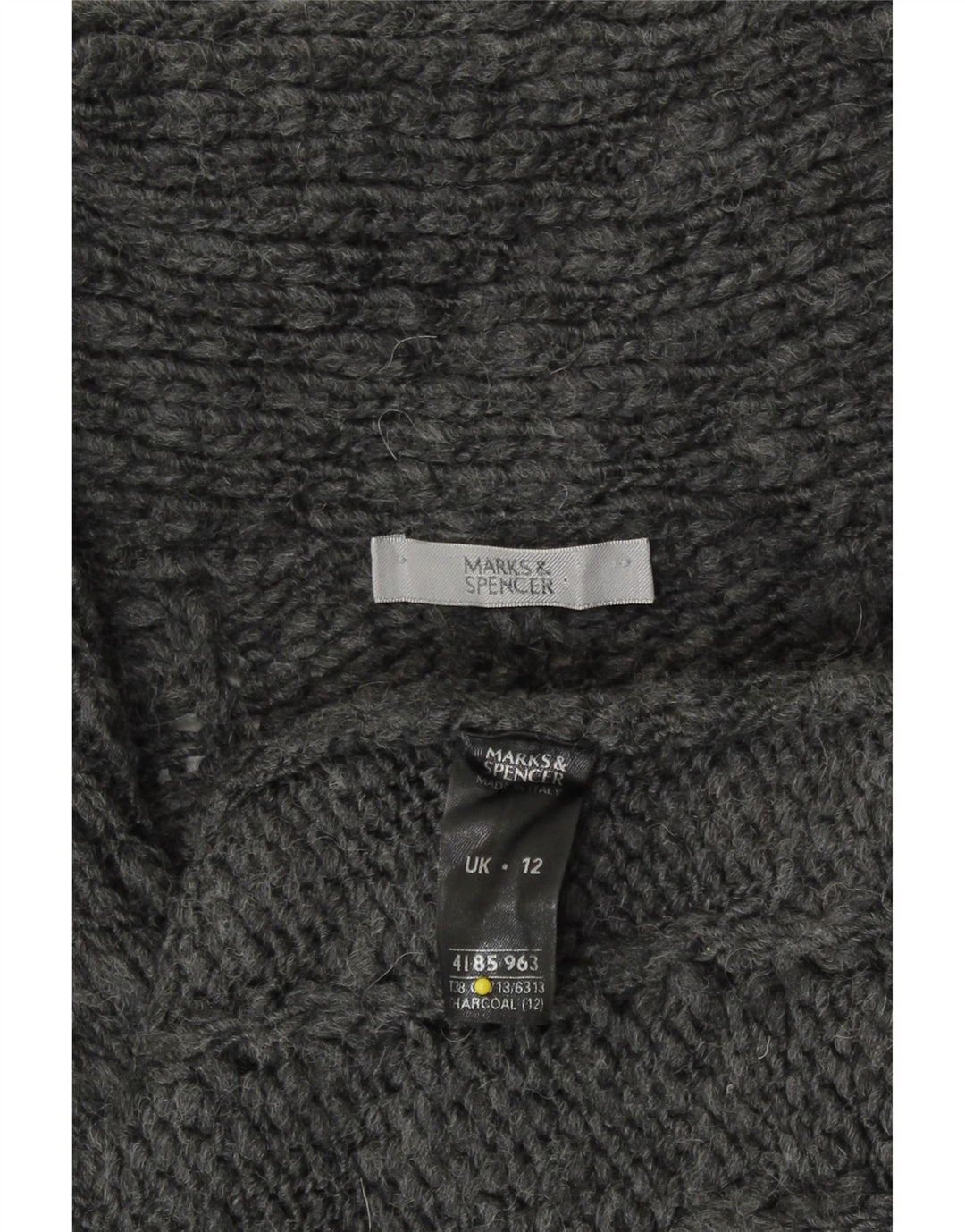 Maglione cardigan lungo da donna Marks & Spencer UK 12 Acrilico grigio medio