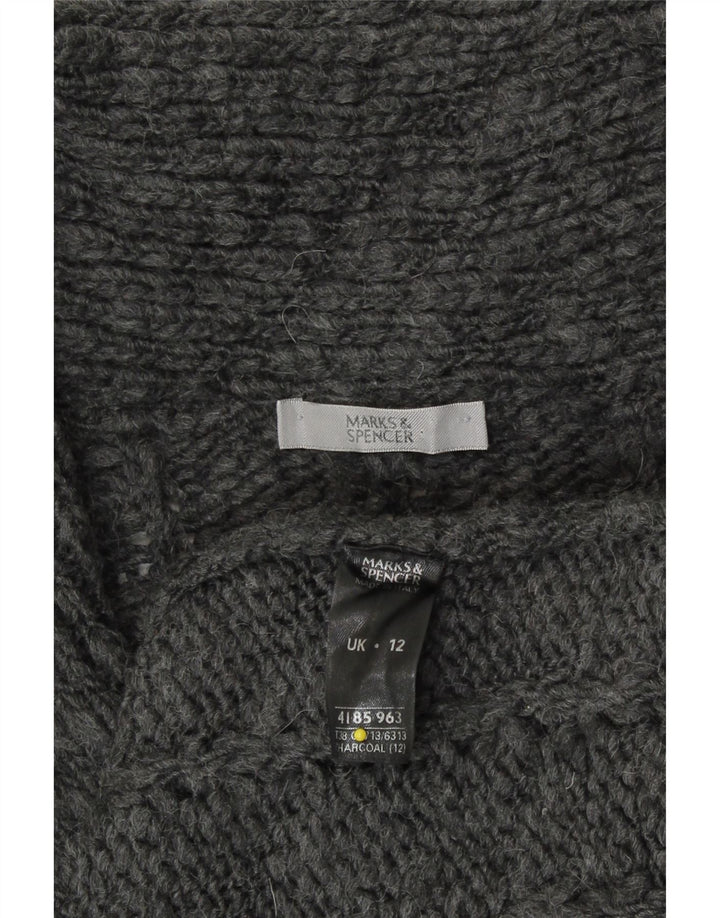 Maglione cardigan lungo da donna Marks & Spencer UK 12 Acrilico grigio medio