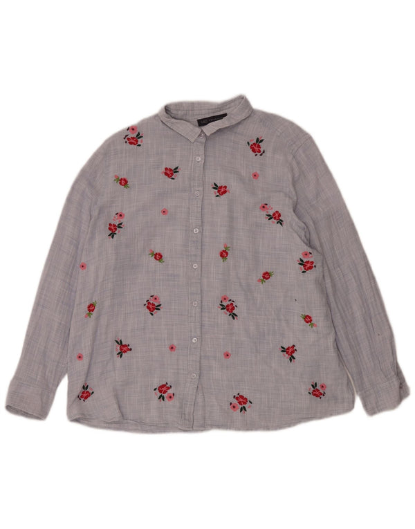 Camicia da donna Marks & Spencer UK 18 XL Cotone floreale blu
