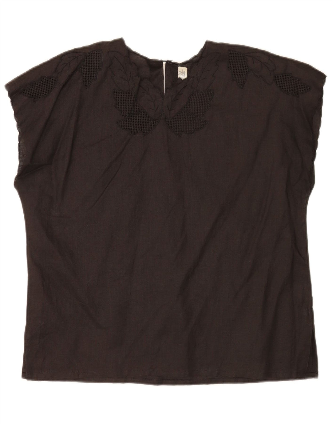Camicetta da donna Umberto Severi Top UK 14 Lino floreale nero medio