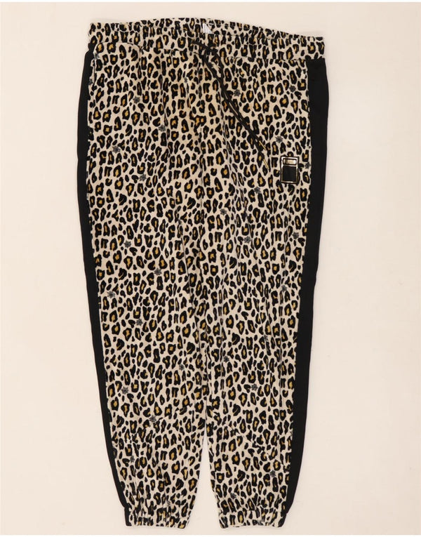 PUMA Womens Tracksuit Trousers Joggers UK 14 Medium  Black Animal Print