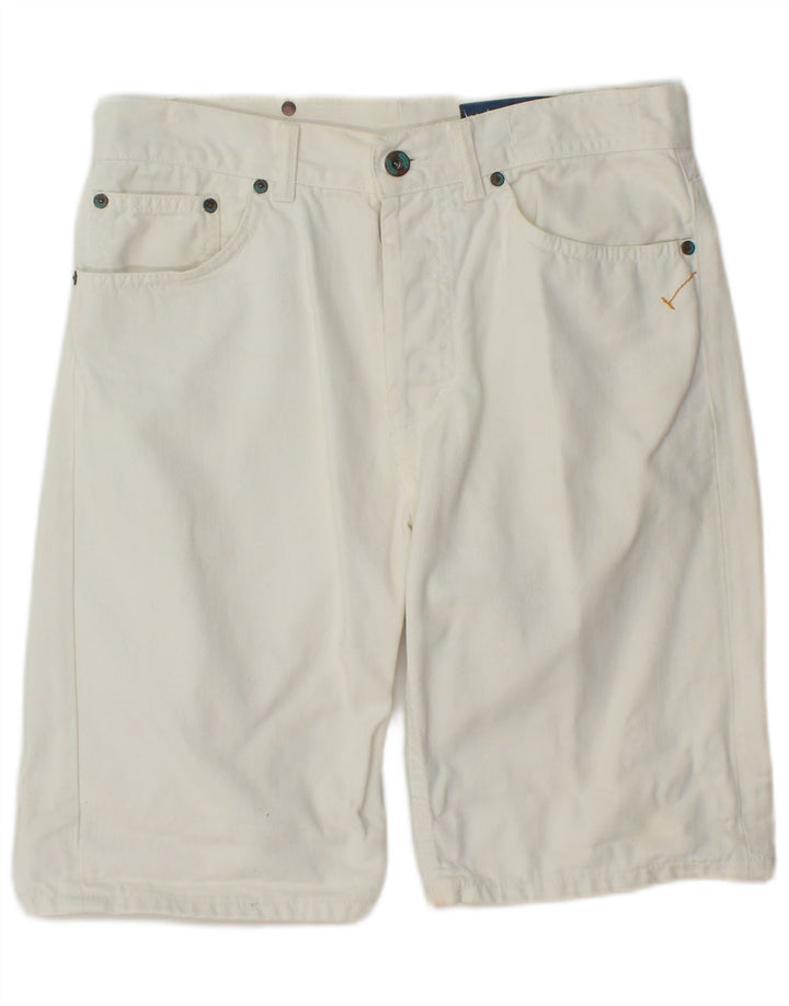 Pantaloncini di jeans vintage da uomo W32 in cotone bianco sporco medio