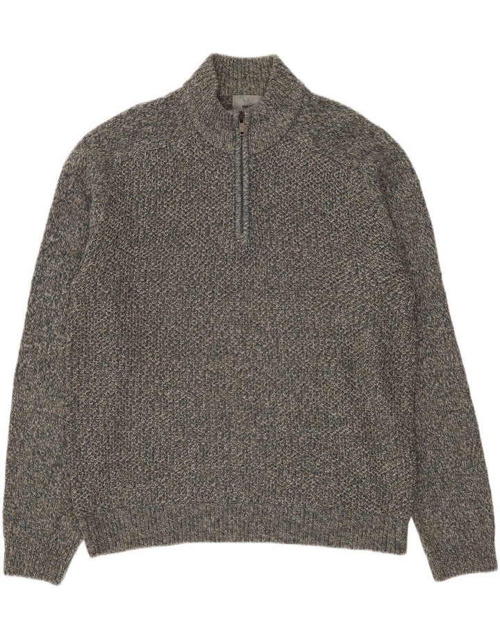 MARKS & SPENCER Maglione da uomo con zip e collo grande grigio screziato