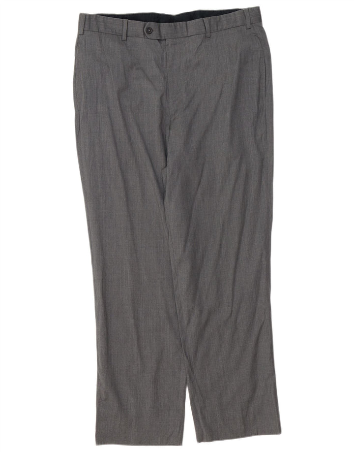 BROOKS BROTHERS Pantaloni da abito dritti da uomo W36 L30 Lana grigia