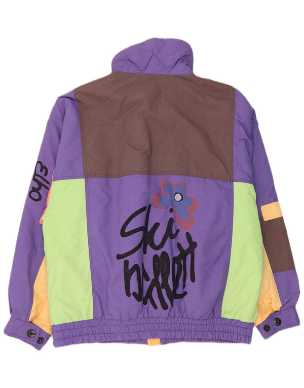 Giacca da sci grafica vintage da uomo UK 38 Medium multicolore Colourblock