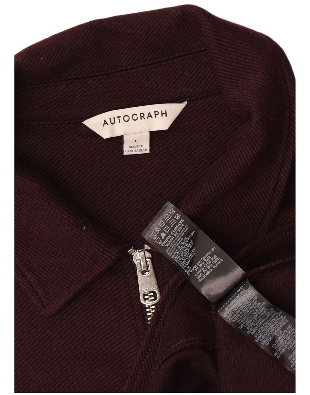 Giubbotto bomber autografo da uomo Marks & Spencer UK 40 grande cotone bordeaux