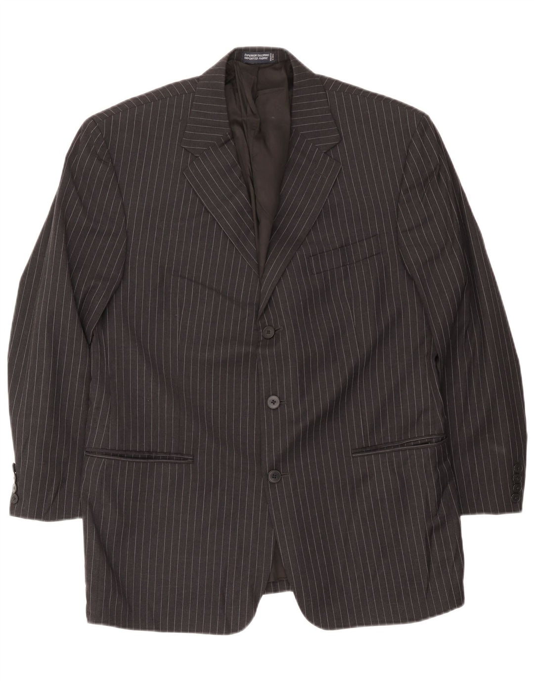 Giacca blazer a 3 bottoni da uomo Nautica UK 44 2XL lana gessata nera