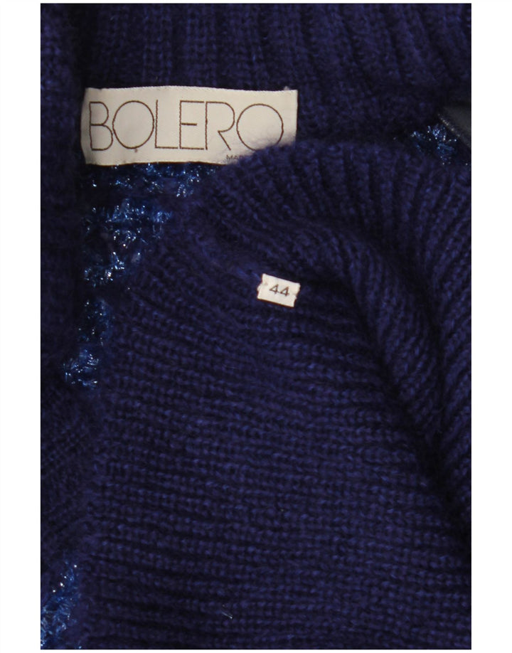 Maglione cardigan da donna VINTAGE IT 44 medio blu navy a righe