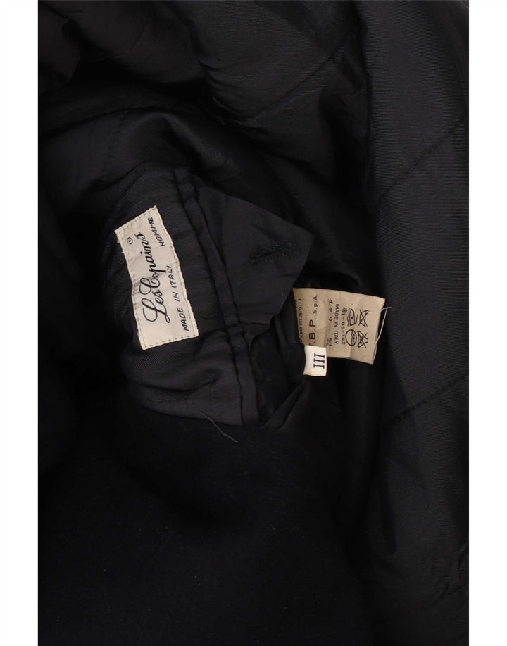Cappotto doppiopetto da uomo Les Copains UK 36 Small Lana blu navy