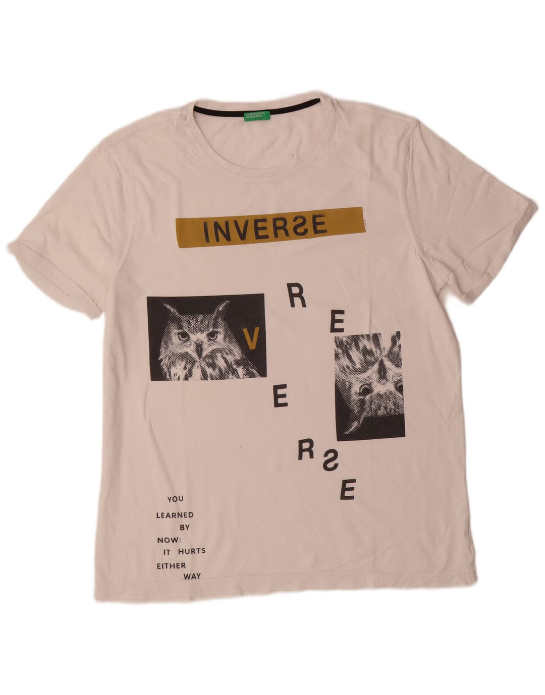 T-shirt grafica da uomo Benetton Top bianco medio