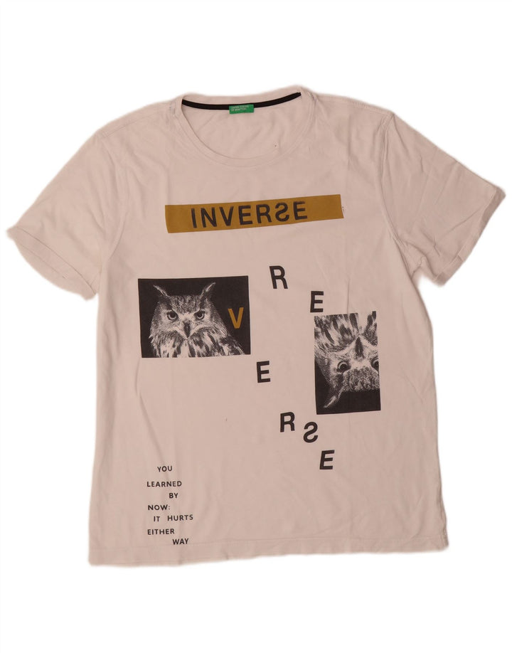 T-shirt grafica da uomo Benetton Top bianco medio