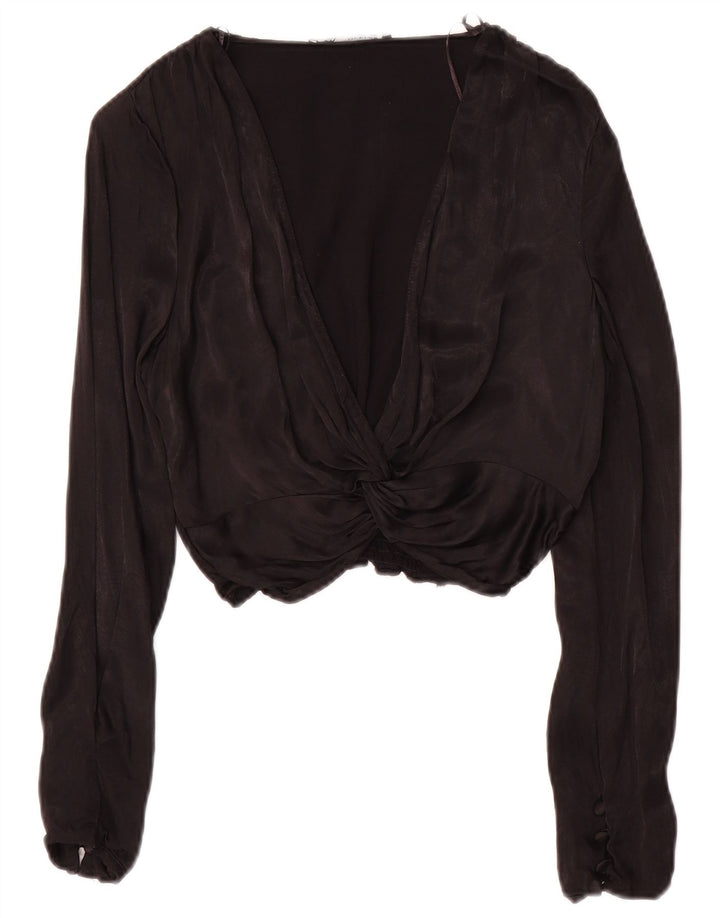 Top corto a maniche lunghe da donna Zara UK 10 piccolo nero
