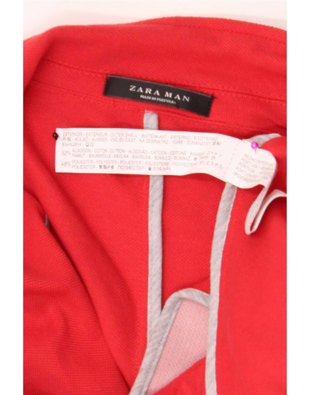 Zara Giacca blazer a 2 bottoni da uomo UK 40 Large Rosso Cotone