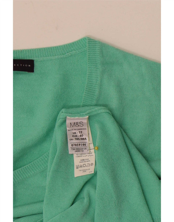 Maglione da donna con scollo a V Marks & Spencer UK 12 Acrilico verde medio