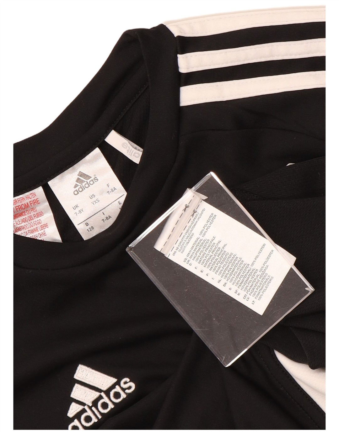 T-shirt grafica ADIDAS da bambino Climalite 7-8 anni in poliestere nero