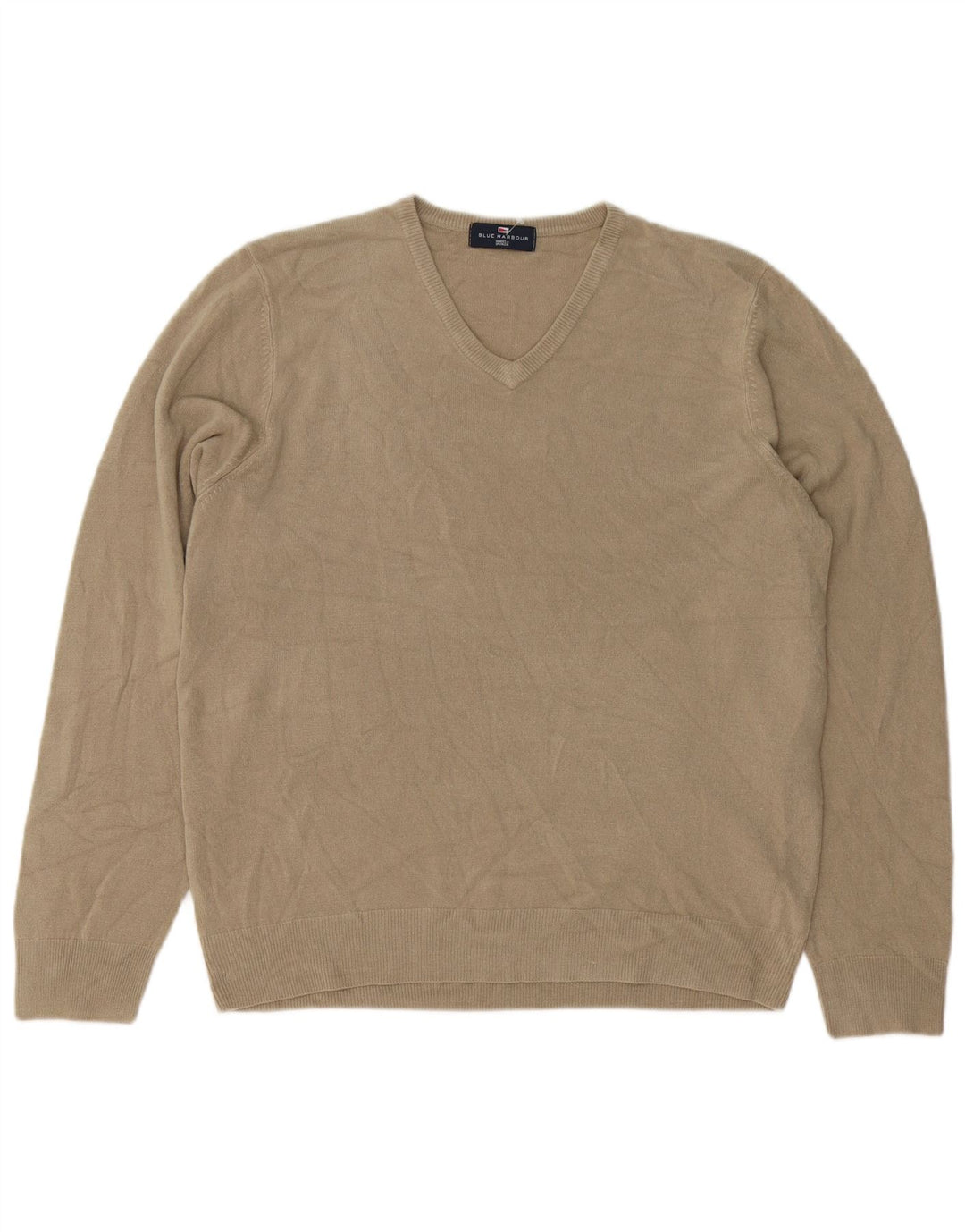 MARKS & SPENCER Maglione da uomo con scollo a V blu Harbour grande beige