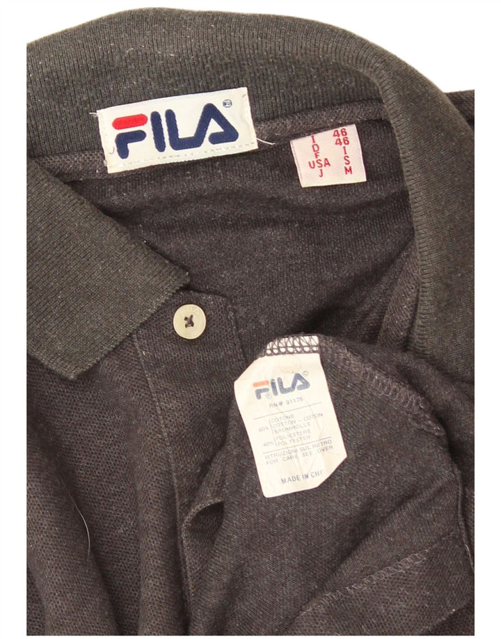 Polo da uomo a maniche lunghe Fila Small in cotone grigio