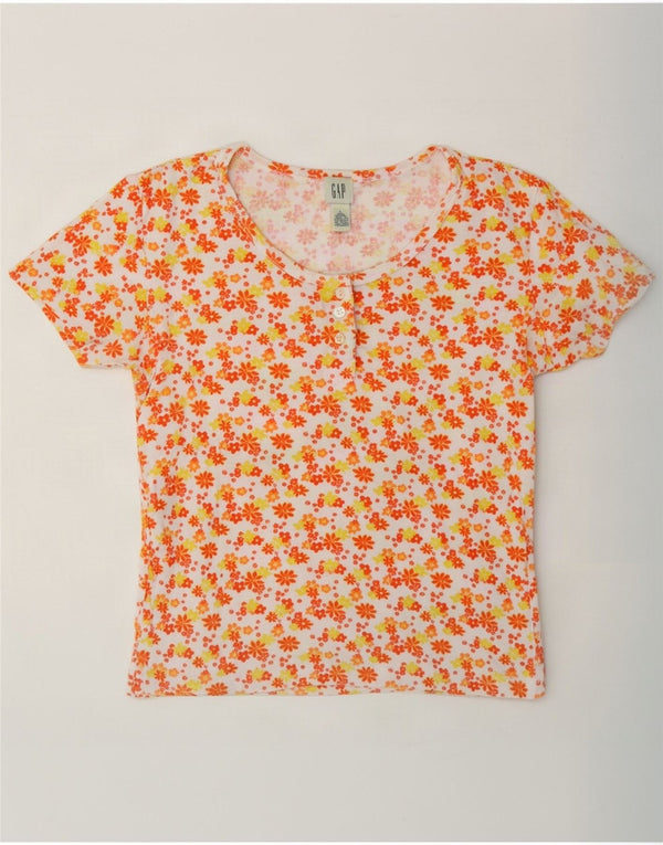 Gap T-shirt da donna Top UK 14 Large White Floral Cotton