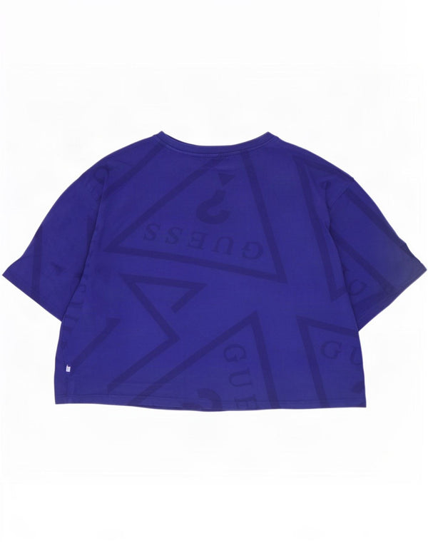 Guess T-shirt grafica oversize corta da donna, taglia UK 18 XL, cotone blu