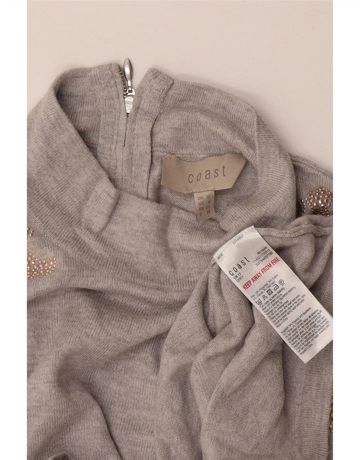 Maglione maglione a collo alto da donna Coast UK 12 Poliammide floreale grigio medio