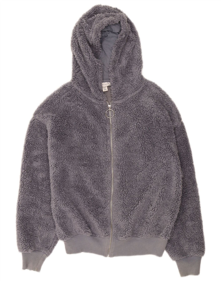 Giacca in pile oversize con cappuccio da donna Topshop UK 6 XS poliestere grigio