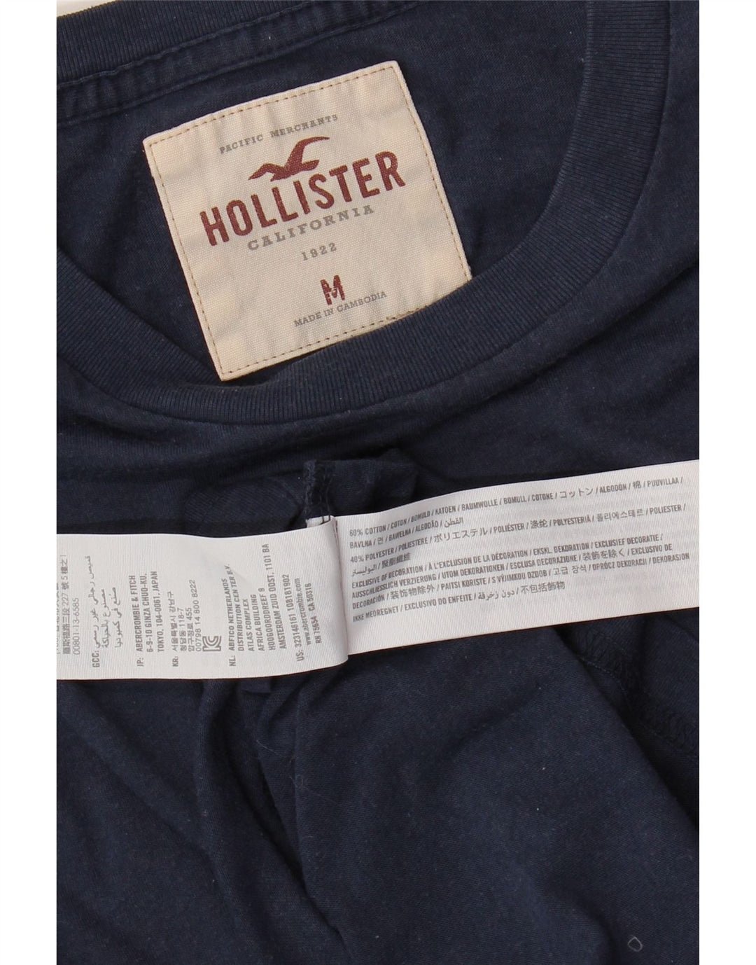 HOLLISTER Top grafico da uomo a maniche lunghe in cotone blu navy medio