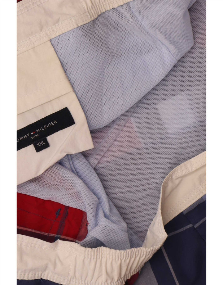 Pantaloncini da bagno da uomo Tommy Hilfiger 2XL a quadri rossi