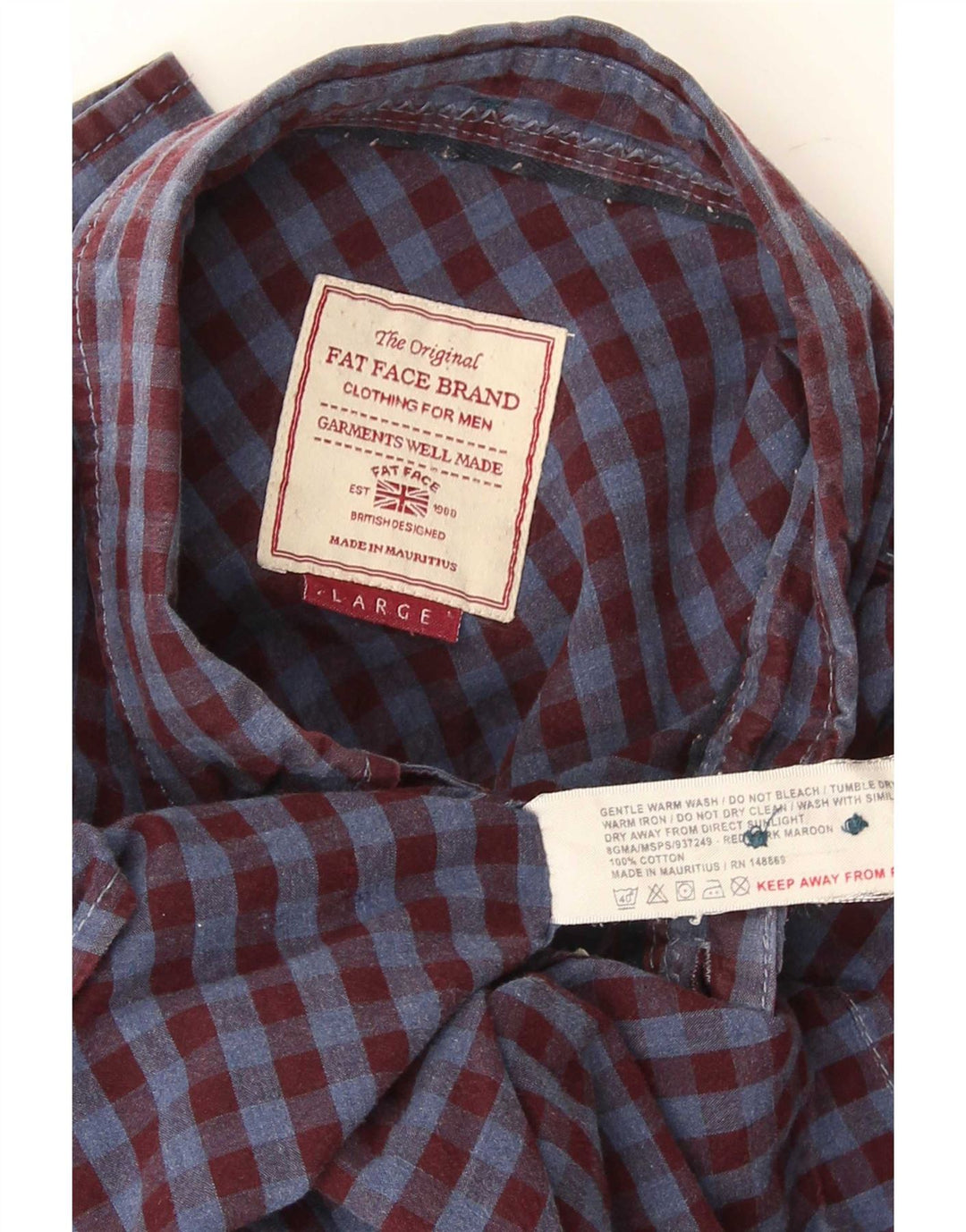 Camicia da uomo in flanella Fat Face, grande cotone a quadretti bordeaux