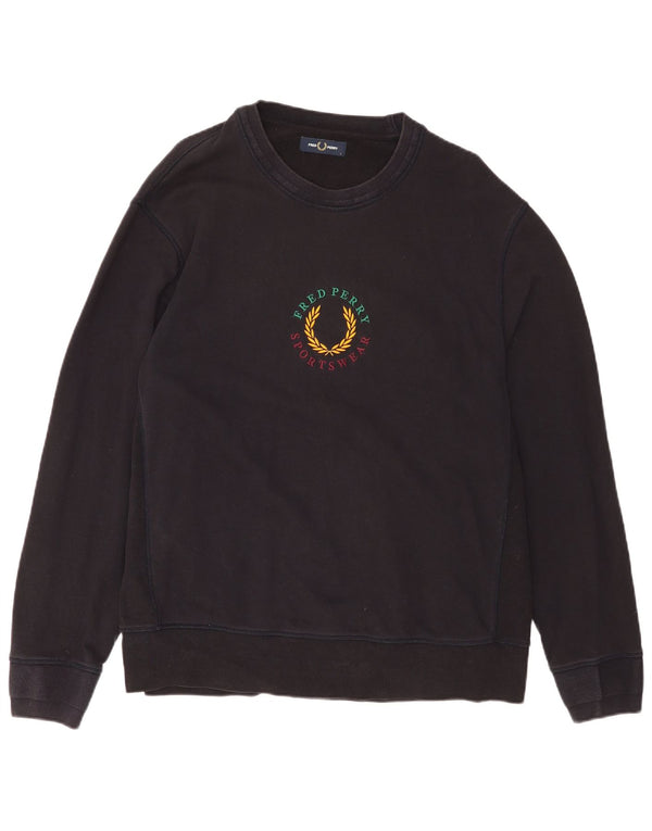 Felpa grafica da uomo Fred Perry, grande, in cotone blu navy