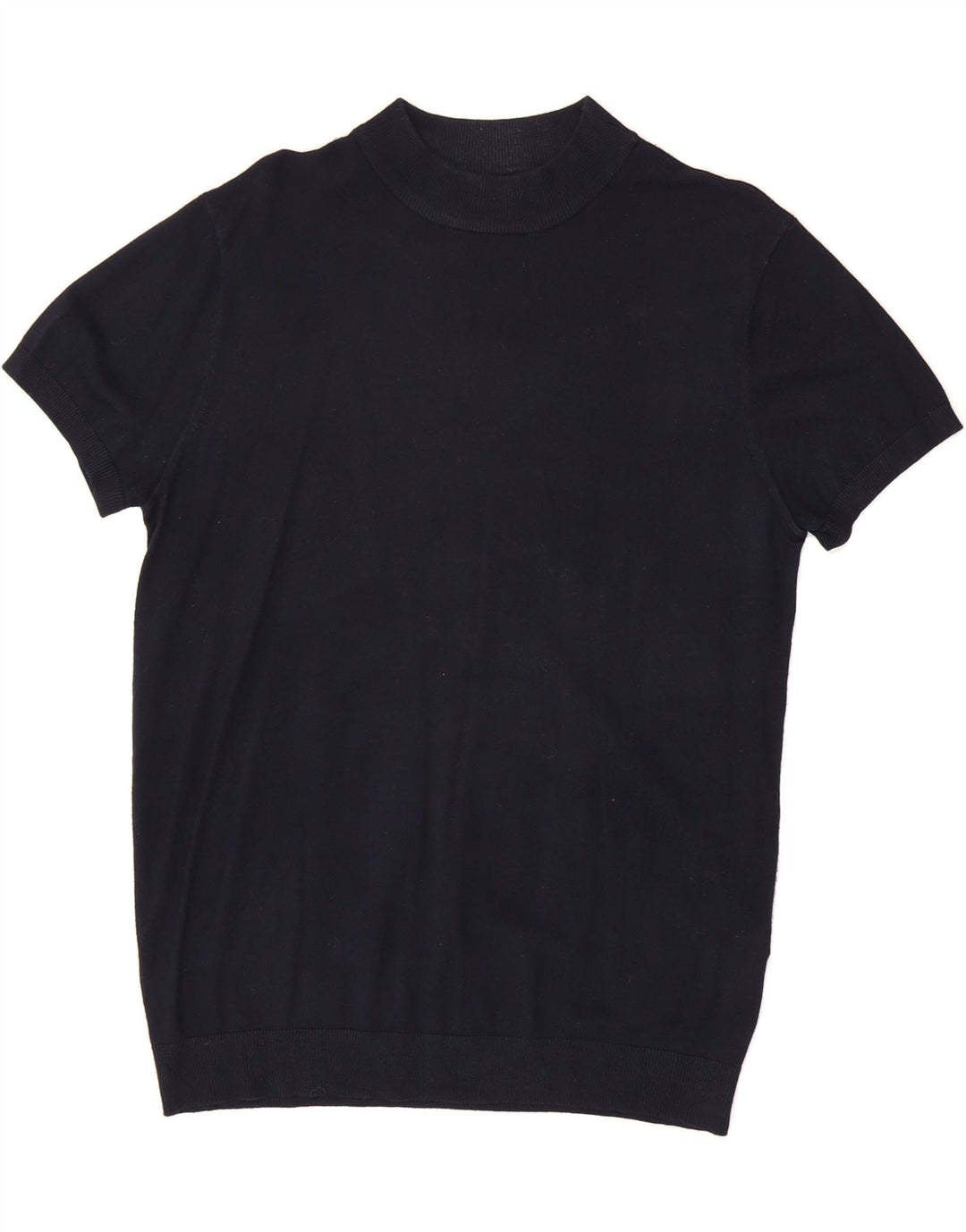 ZARA Womens Short Sleeve Turtle Neck Jumper Sweater UK 14 Medium Navy Blue Vintage Zara and Second-Hand Zara from Messina Hembry 