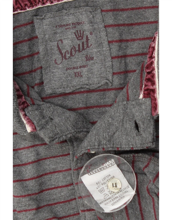 Polo da uomo Scout 2XL in cotone a righe grigie