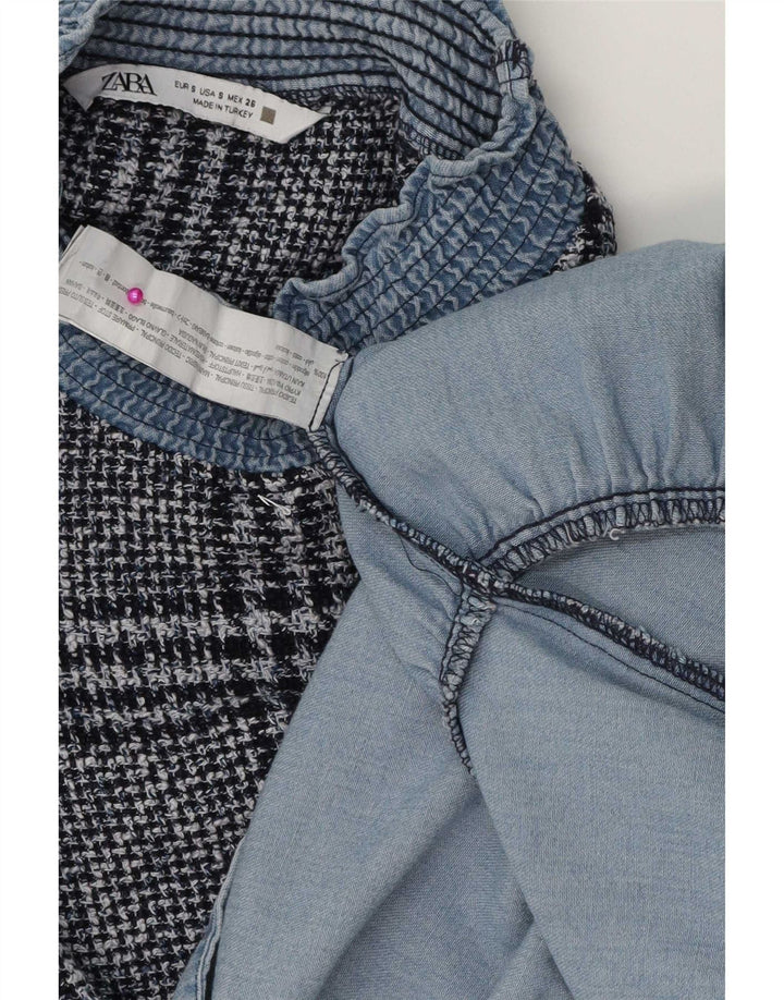 Abito a strati da donna Zara UK 10 piccolo cotone a quadri blu