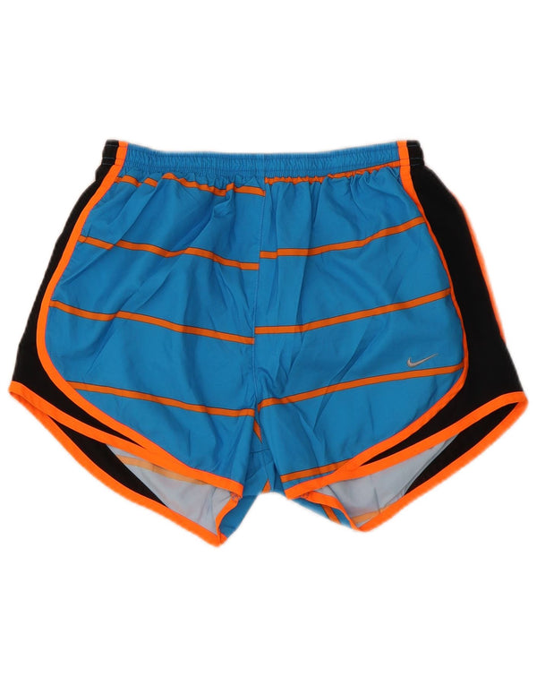 Pantaloncini sportivi Nike Dri Fit da donna UK 10 Small Blu Colourblock in poliestere