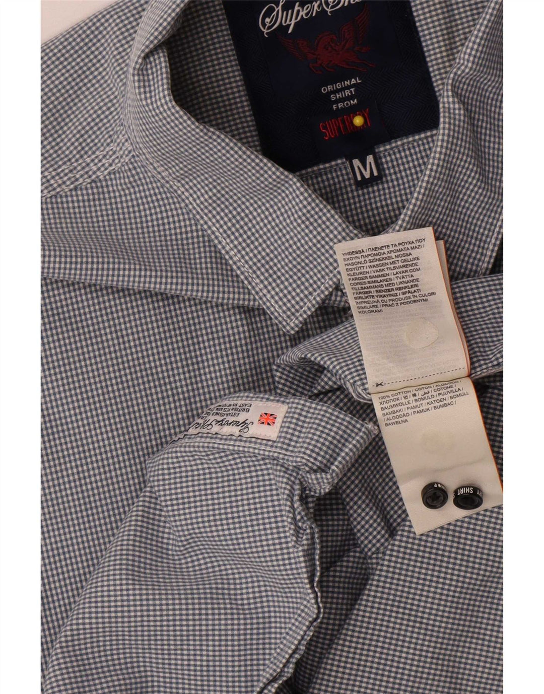 Camicia da uomo Superdry in cotone a quadretti blu medio