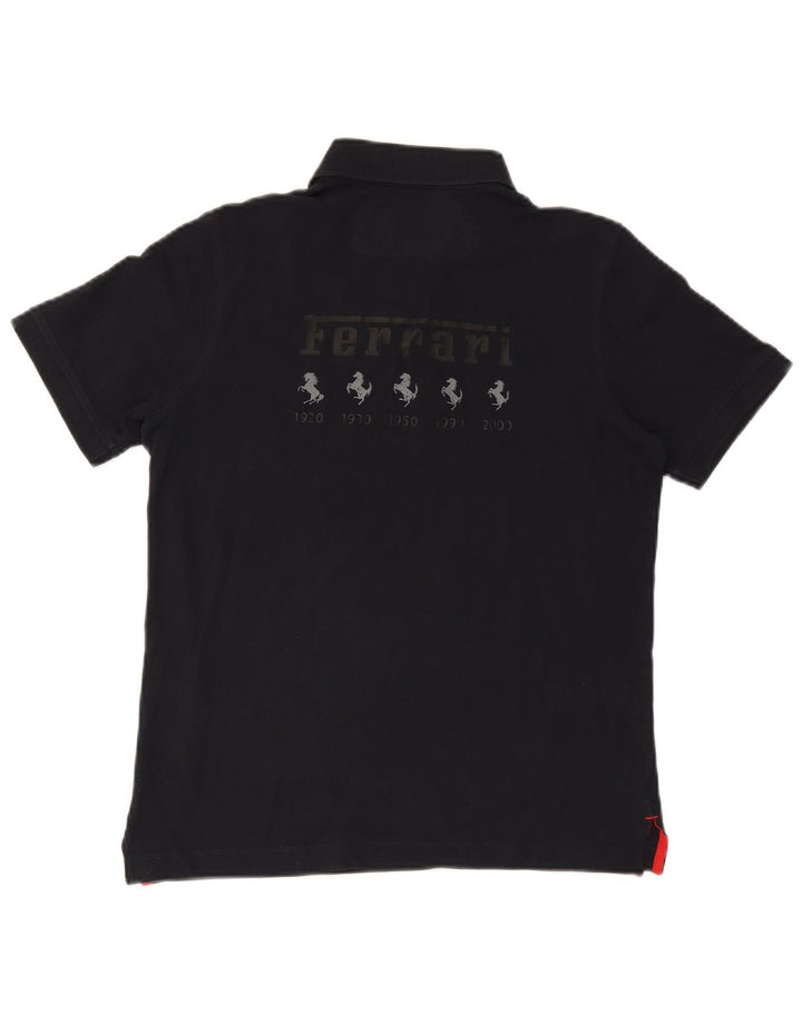 Polo grafica da uomo Ferrari piccola in cotone blu navy