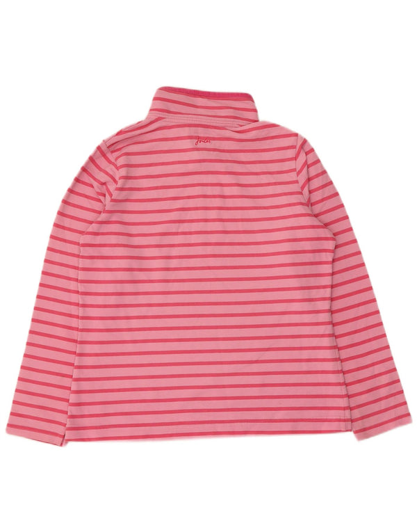 Felpa da donna con collo con zip Joules, maglione UK 12, cotone a righe rosa medio