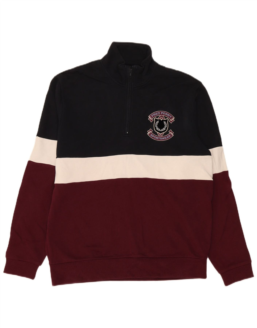 Felpa da uomo con collo con zip Fred Perry, maglione medio, multicolore, color block