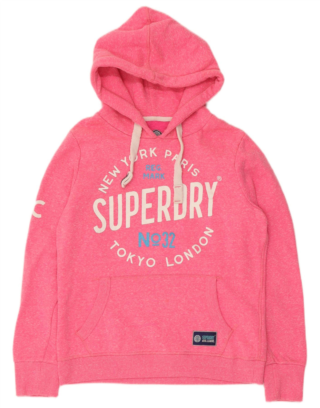 Felpa con cappuccio grafica da donna Superdry UK 14 poliestere rosa medio