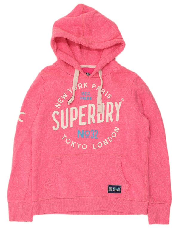 Felpa con cappuccio grafica da donna Superdry UK 14 poliestere rosa medio