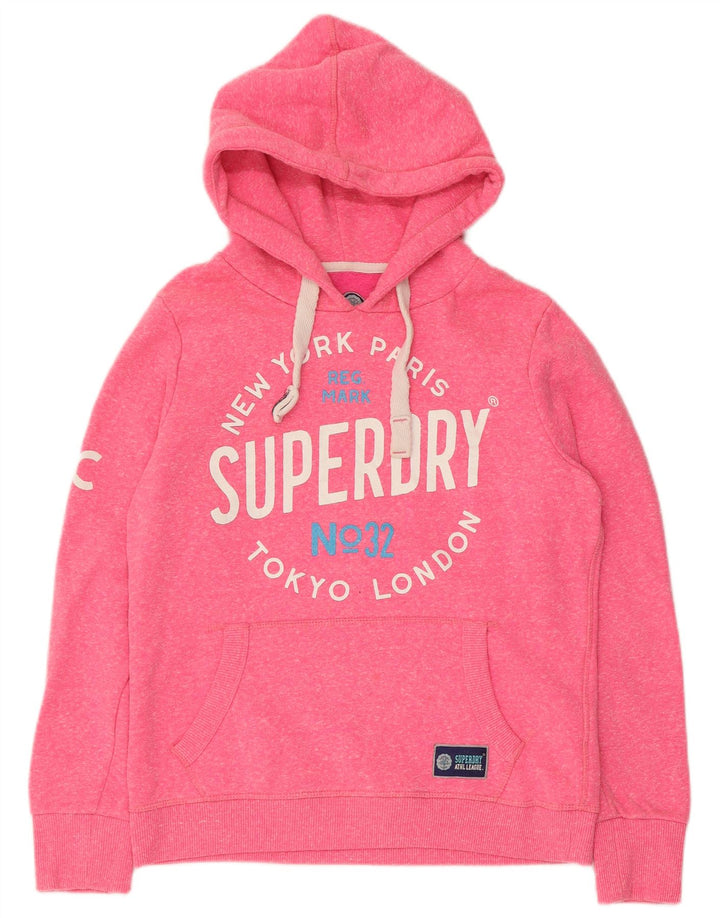 Felpa con cappuccio grafica da donna Superdry UK 14 poliestere rosa medio