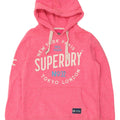 Felpa con cappuccio grafica da donna Superdry UK 14 poliestere rosa medio