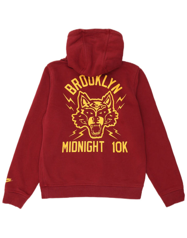 Felpa con cappuccio grafica Nike Brooklyn Midnight 10K da uomo piccola in cotone bordeaux