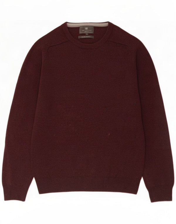 Marks & Spencer Maglione girocollo da uomo vestibilità regolare girocollo piccolo Borgogna
