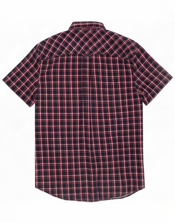 Tommy Hilfiger Mens Short Sleeve Regular Fit Shirt Large Navy Blue Check